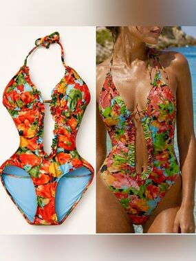 Rare Y2K Baby Phat Cutout Plunging Monokini Swimsuit